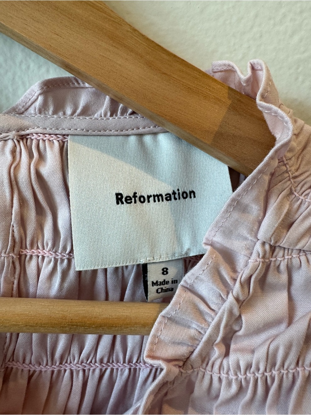 Reformation Light Pink Smocked Mini Dress - Picture 2 of 3